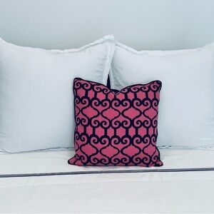 Pink and Black Mid-Century Decorative Pillow